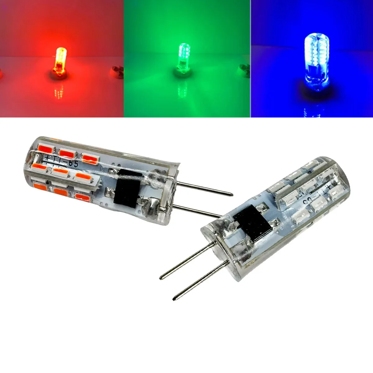 Mini Red Blue Green 3W 5W G4 LED Light Bulbs AC / DC 12V 3014 SMD Colorful Lights For Chandelier Crystallights Lamps Home