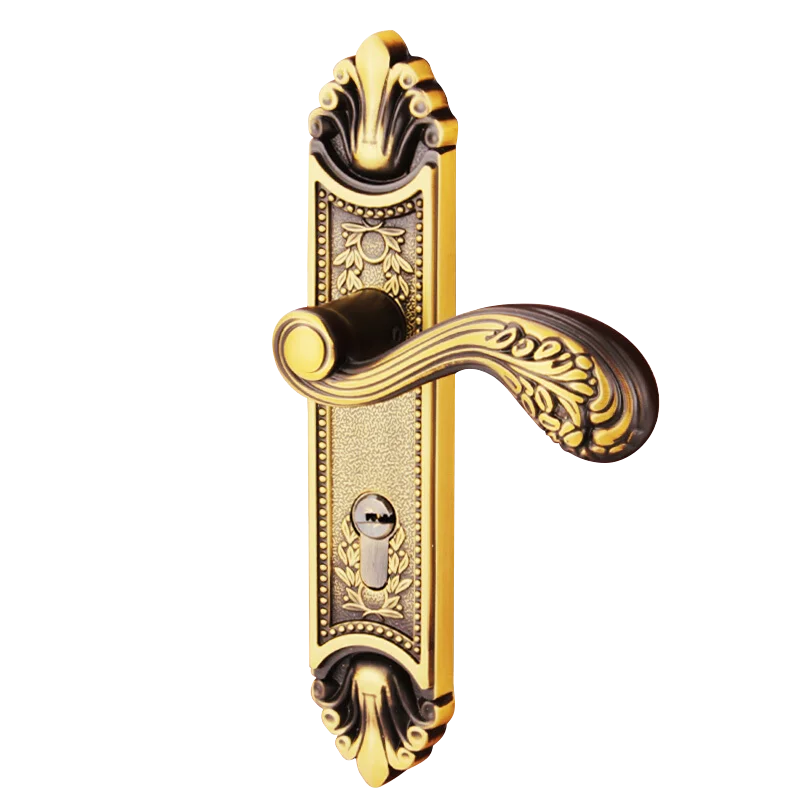 SELECT  KING GUARD European type classical brass material rose golden  cylindrical  handle door lock for home