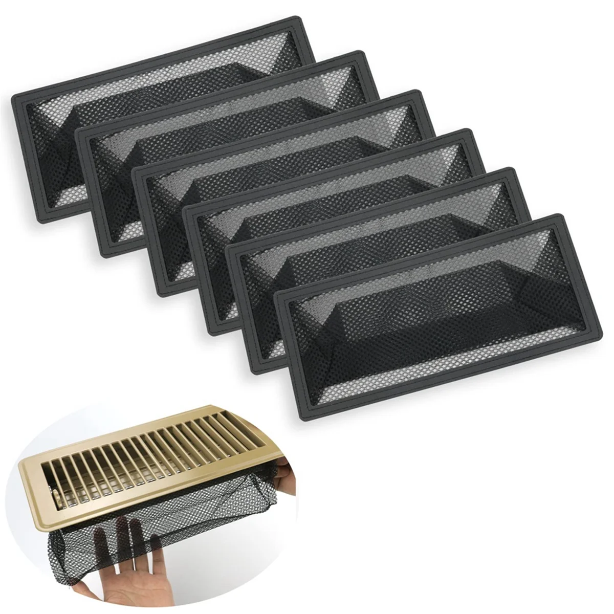 Floor Register Trap, AirVent Filter Mesh Catcher, Vent Screen Net Keeps Bugs, Coins, Pet Hair, Food Out (4x10In/6Pack)