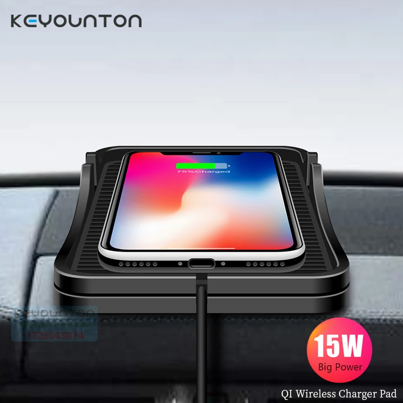 15W Fast Car Wireless Charger Pad For iPhone 15 14 13 12 11 Pro MAX X Samsung S21 Xiaomi Mi 9 Wireless Charging Phone Car Holder