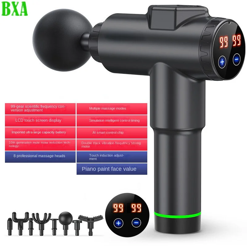 Elétrica LCD tela Fascia Gun com 8 cabeças Neuk, Massageador Corporal, Tratamento Relaxamento Muscular, Profissional