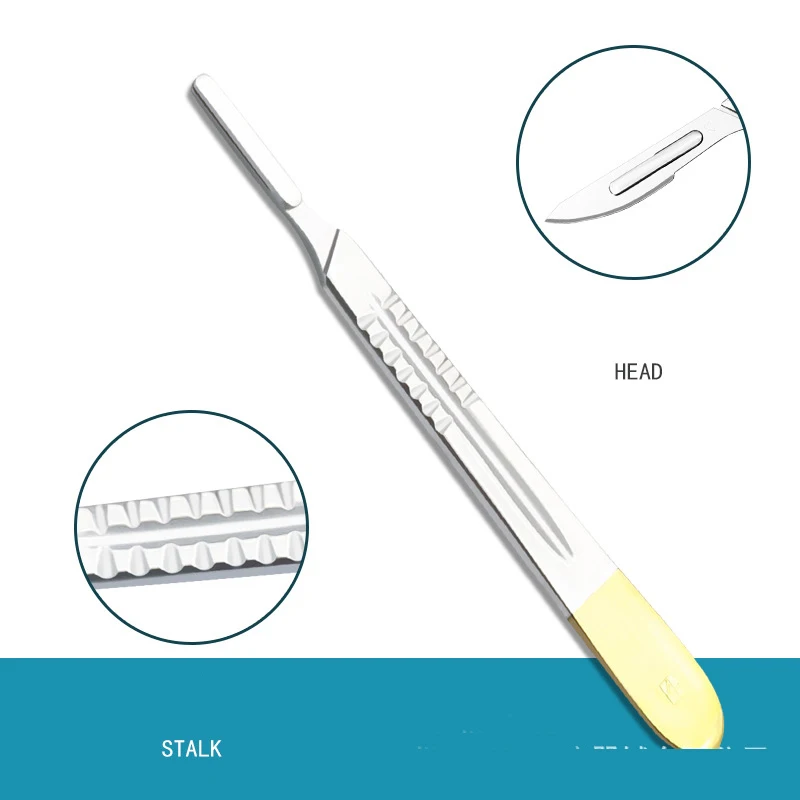 มีดแกะสลักด้ามจับใบมีดสำหรับผ่าตัดหมายเลข3ชิ้น4ด้ามชุบทองเครื่องมือทางการแพทย์
