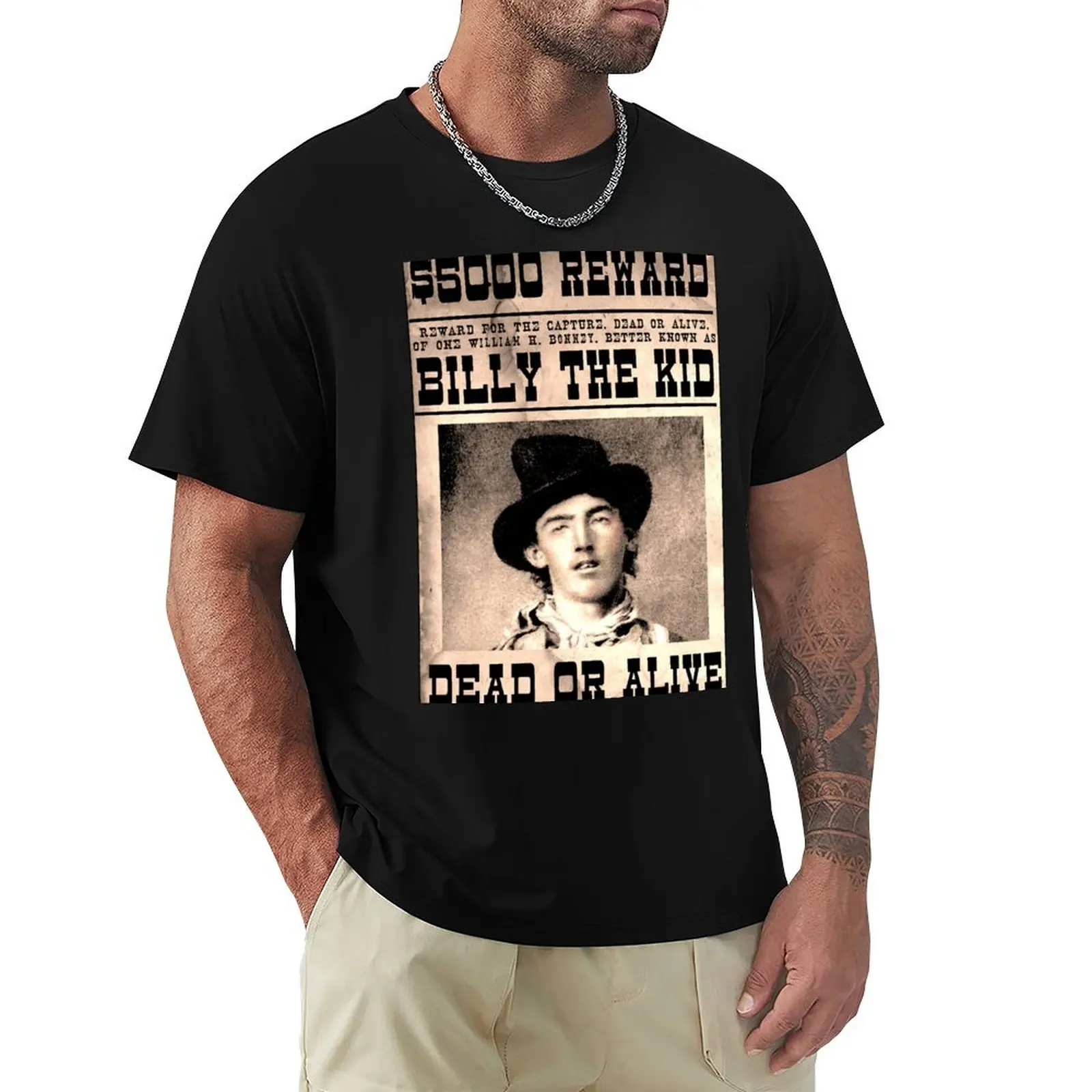 BILLY THE KID : Vintage Restored Wanted Poster T-Shirt Lightweight Gym Training T-Shirt