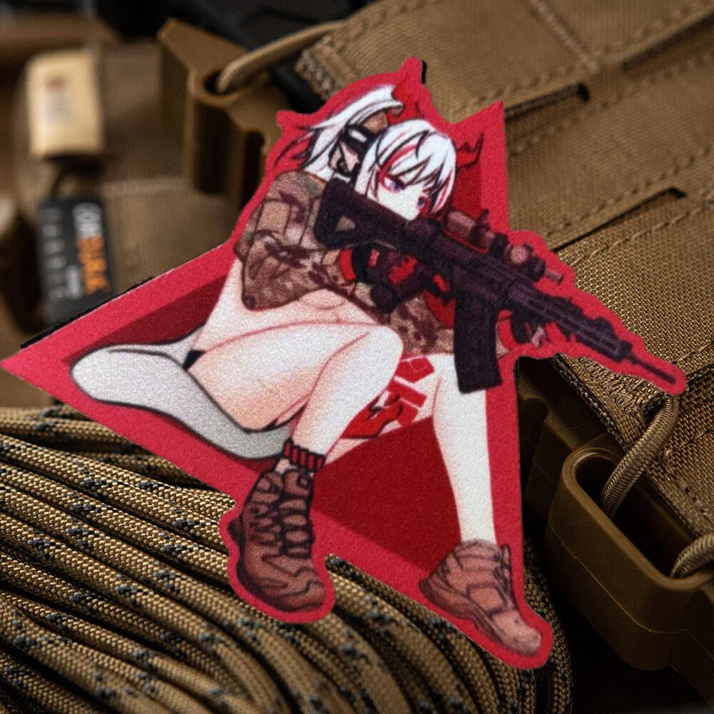 Parche táctico gancho y bucle impreso Chica Anime para mochila - imagen 5