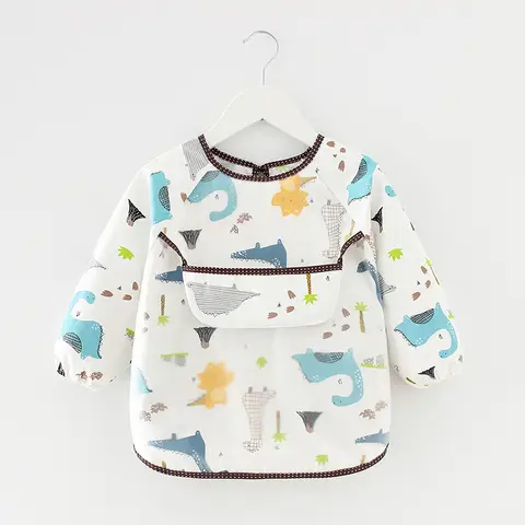 아기 Bibs 어린이 유아 긴 소매 스카프 방수 아트 작업복 먹이 턱받이 앞치마 포켓 유아 소년 소녀 Burp Cloth Bandana Bibs