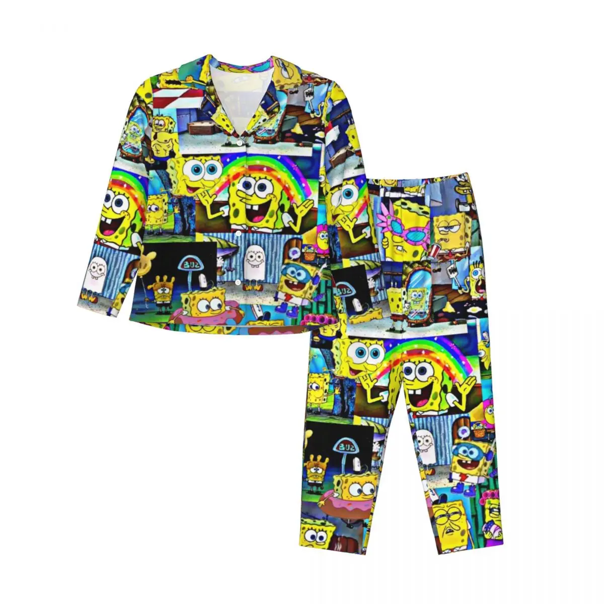 SpongeBob SquarePants Women\'s Pajamas Set 2 Piece Set For Women Casual Long sleeve Suit