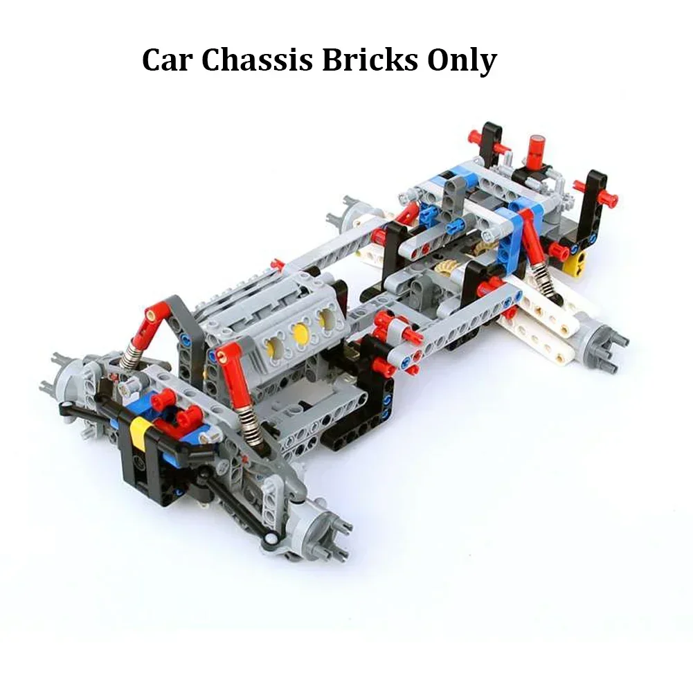 2WD RC Car Chassis Electric Set Two-wheel Drive Technical Car Chassis Bricks with Suspension Shocks IR Remote Control Reciever