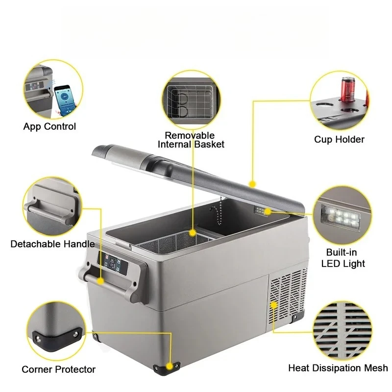 35L Car Refrigerator Compressor Portable Small Refrigerator Car Freezer Mini Electric Cooler for Driving Travel Outdoor