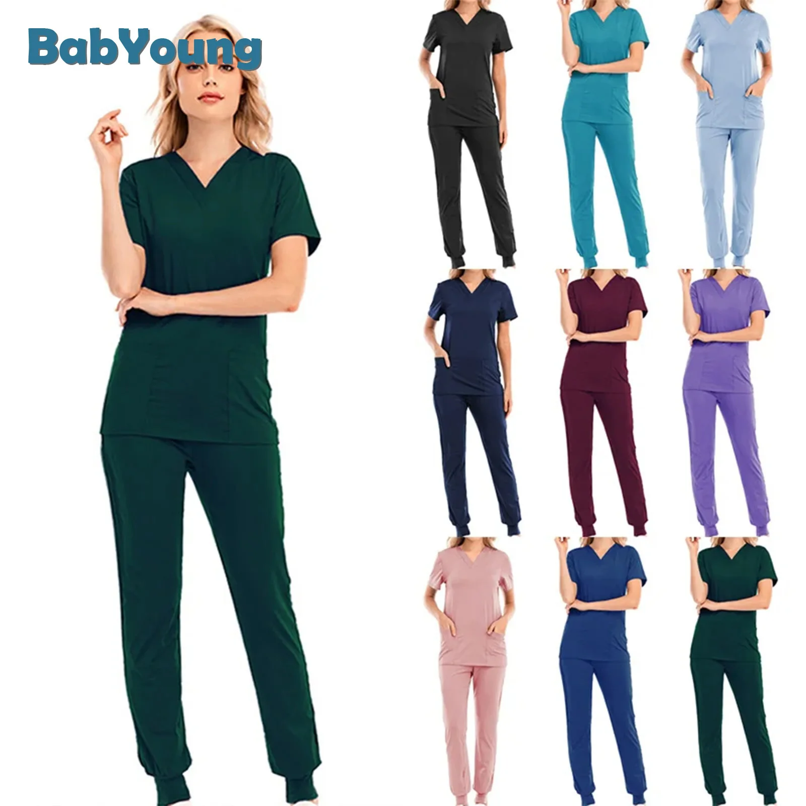 Multicolor Unisex Short Sleeved Phary Nurse Uniform Hospital Doctor Workwear Oral Dental Surgery Uniforms Medical Scrubs Sets