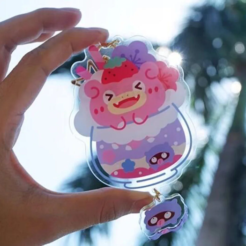 Portachiavi in acrilico per Pokemon Snorlax Gengar Ditto Eevee Magikarp Jirachi Rowlet Jigglypuff Piplup Bag Ciondolo Portachiavi in acrilico
