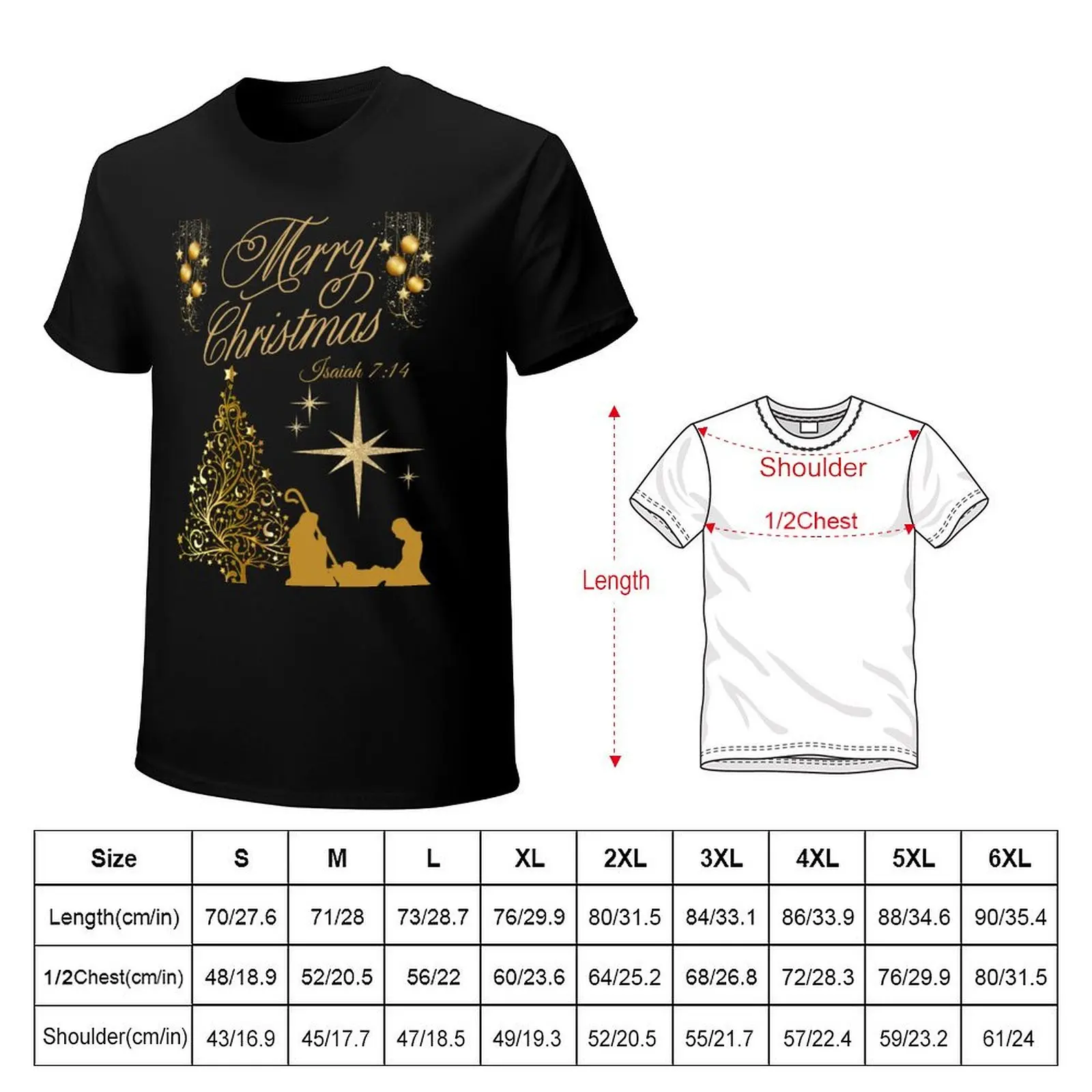 Merry Christmas Nativity Scene Isaiah 7:14 T-Shirt Anti-Wrinkle Short Sleeve T-Shirt