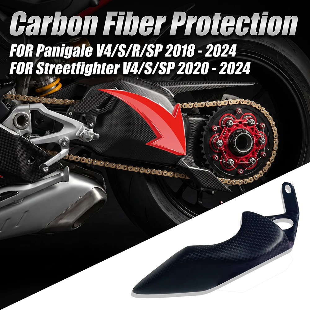 For Ducati Panigale V4 S R Streetfighter V4S Carbon Fiber Motorcycle Sprocket Guard Protection Chain Belt Guard Fairing Parts
