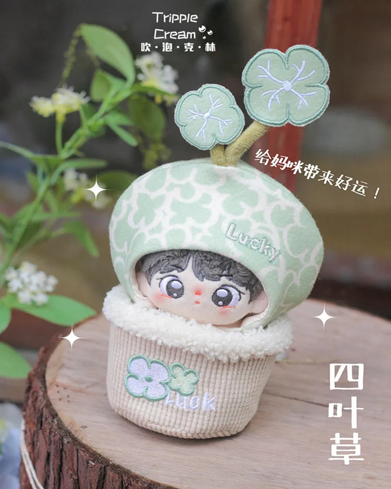 10cm Doll Clothes Butterfly Orchid Four Leaf Clover Flowerpot Set For Stuffed Plush Plushie Dolls Skirt Suit  Accessories Anime