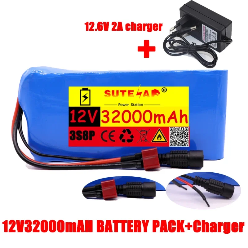 

18650 lithium battery pack, 12v3200mah 3s8p + BMS protection board + 12.6v2a CHARGER + FREE SHIPPING