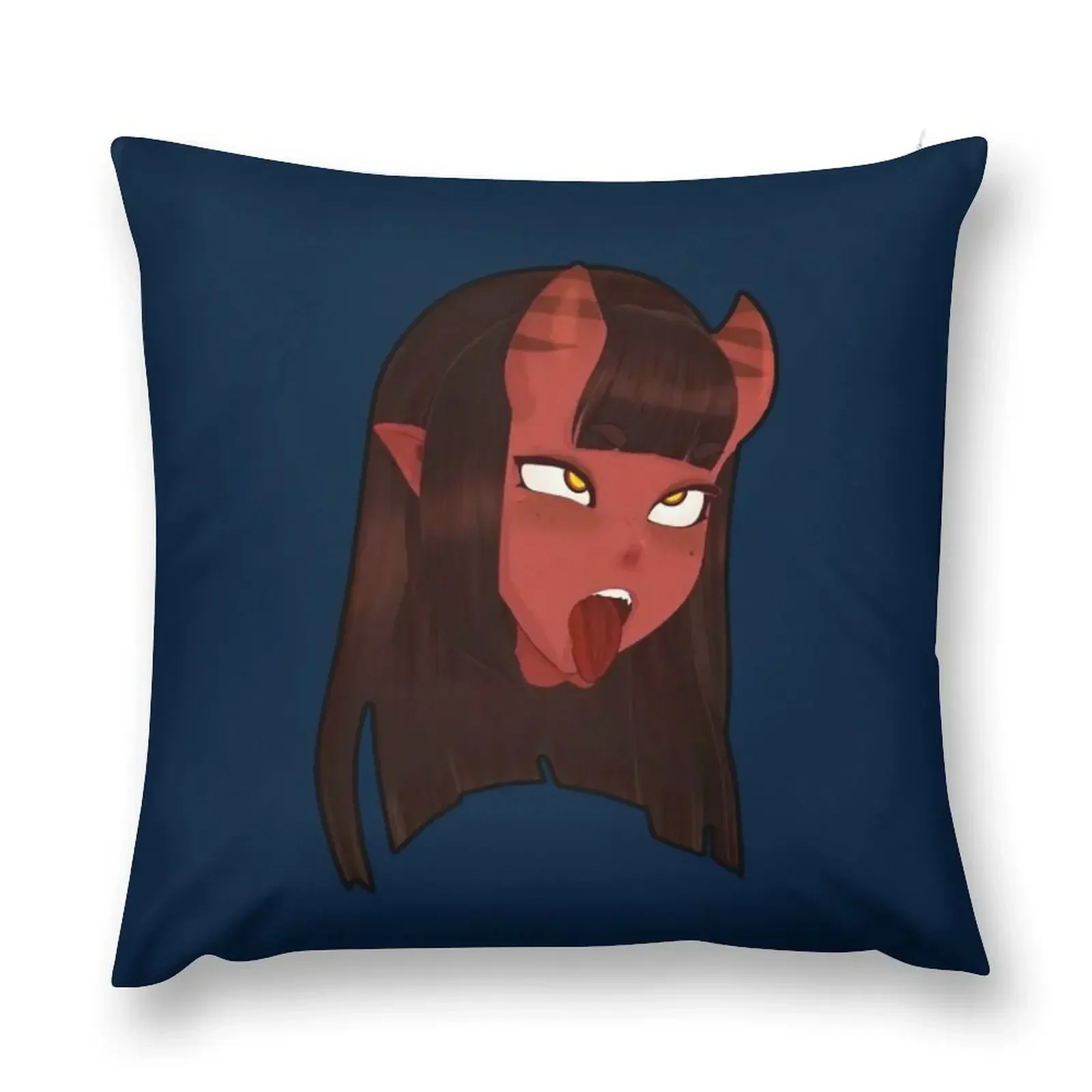 Meru the succubus faces Sticker Throw Pillow pillows decor home Room decorating items pillow