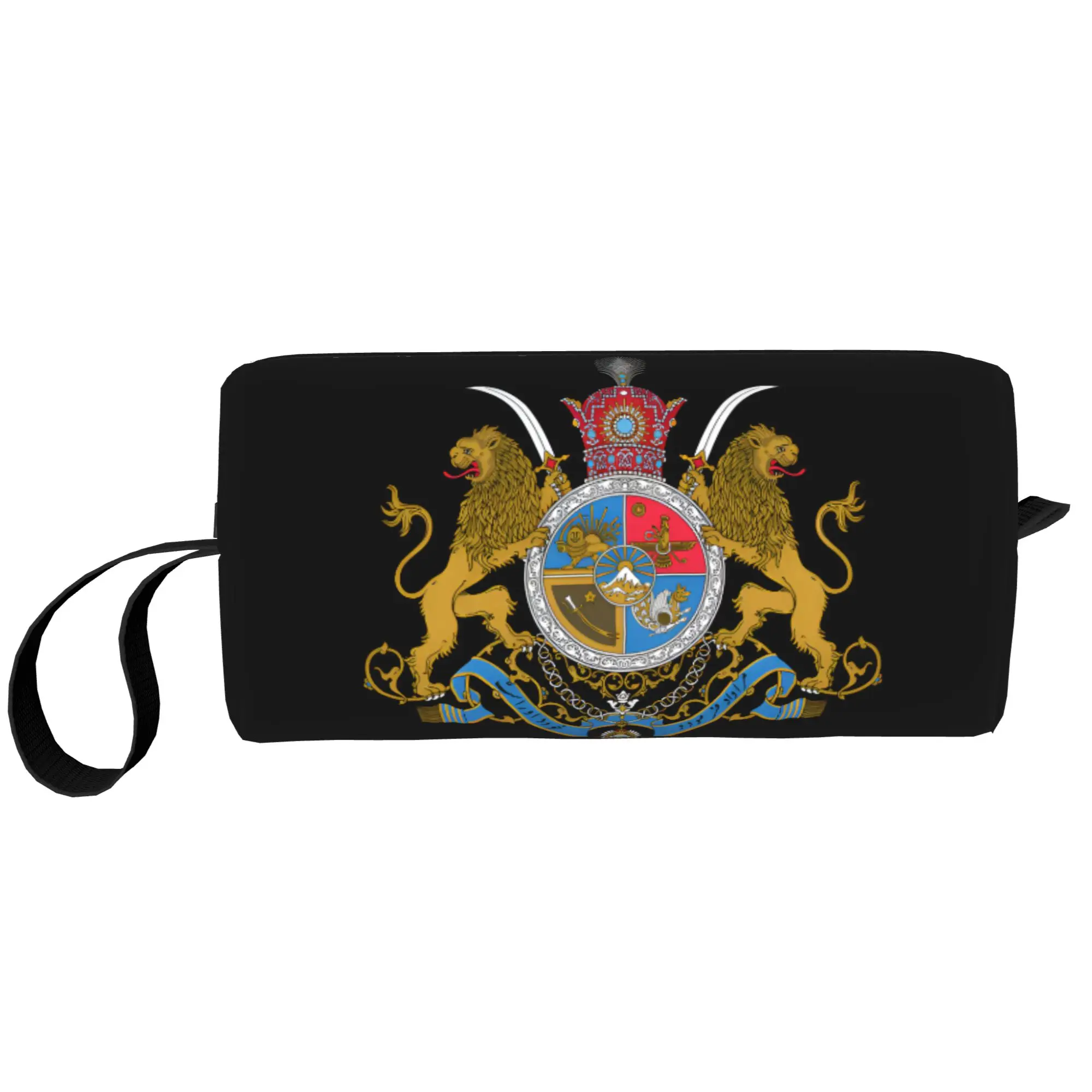 

Custom Iranian Flag Travel Cosmetic Bag for Women Retro Iran Lion Makeup Toiletry Organizer Lady Beauty Storage Dopp Kit