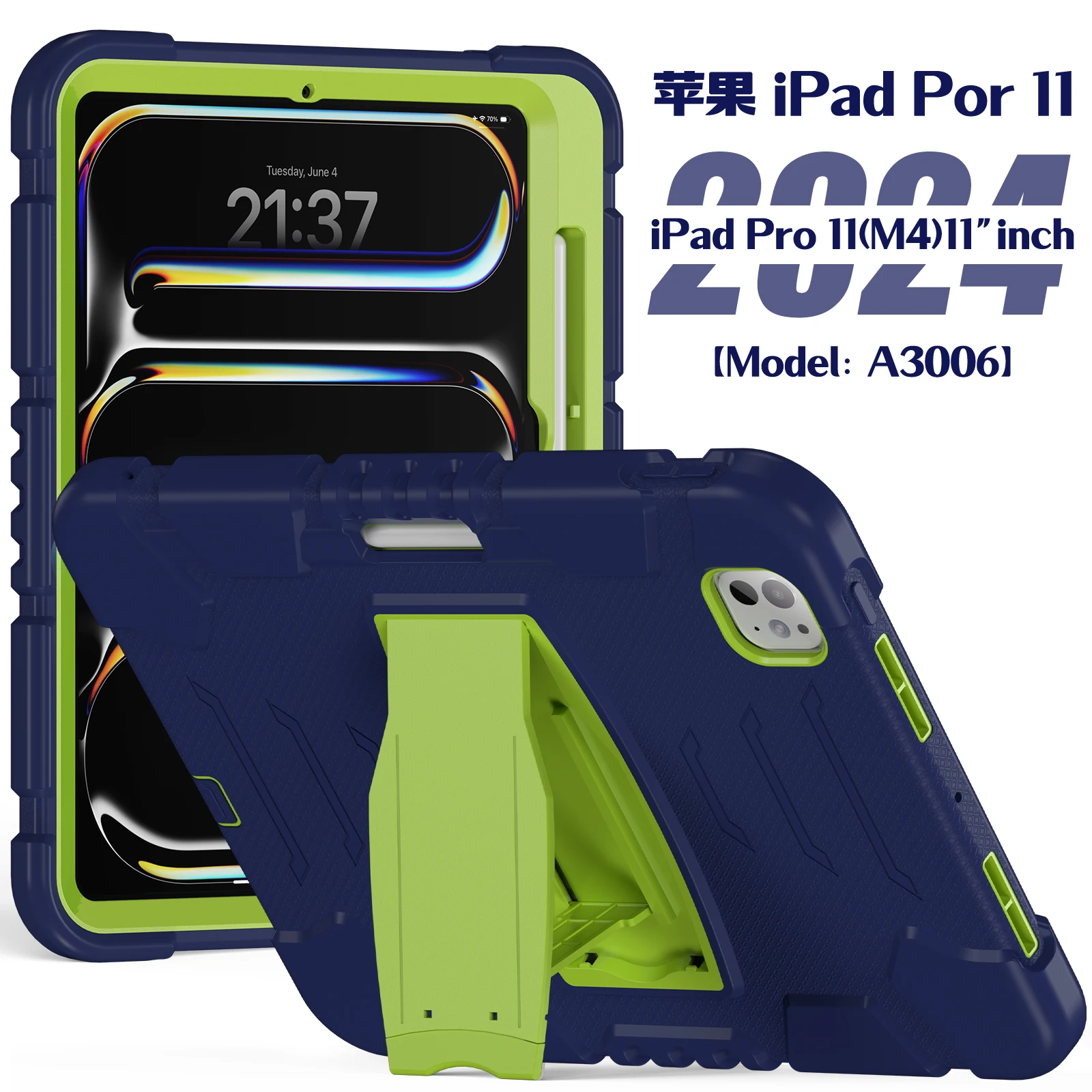 

Heavy Duty Case For iPad Air Pro 11 2024 Air 4 5 10.9 Pro 11 2018 2020 2021 2022 Stand Cover Shockproof Anti-Slip With Pen Slot