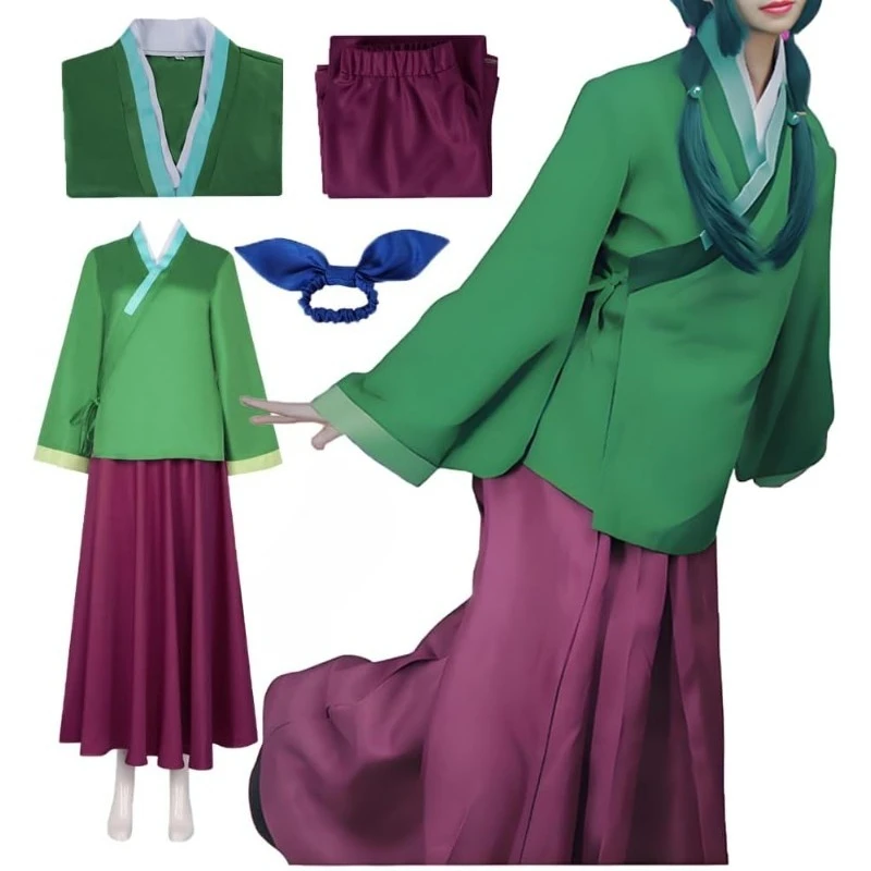 

Maomao Cosplay Anime Apothecary Costume Green Dress Chinese Ancient Hanfu Wig Full Set Role Play Outfit for Women Theme Party
