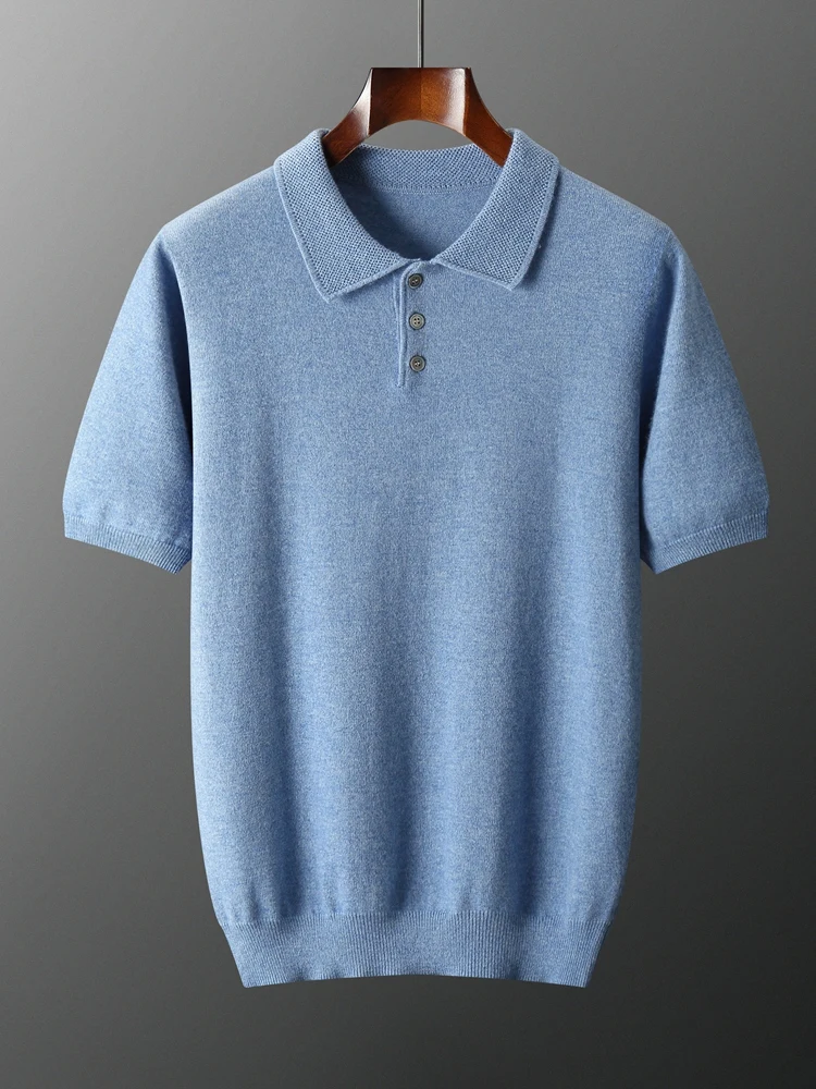 

TLOML мужской свитер из 100% кашемира, футболка-поло, пуловер с короткими рукавами, умный повседневный кашемировый трикотаж, весенне-осенние мягкие удобные топы