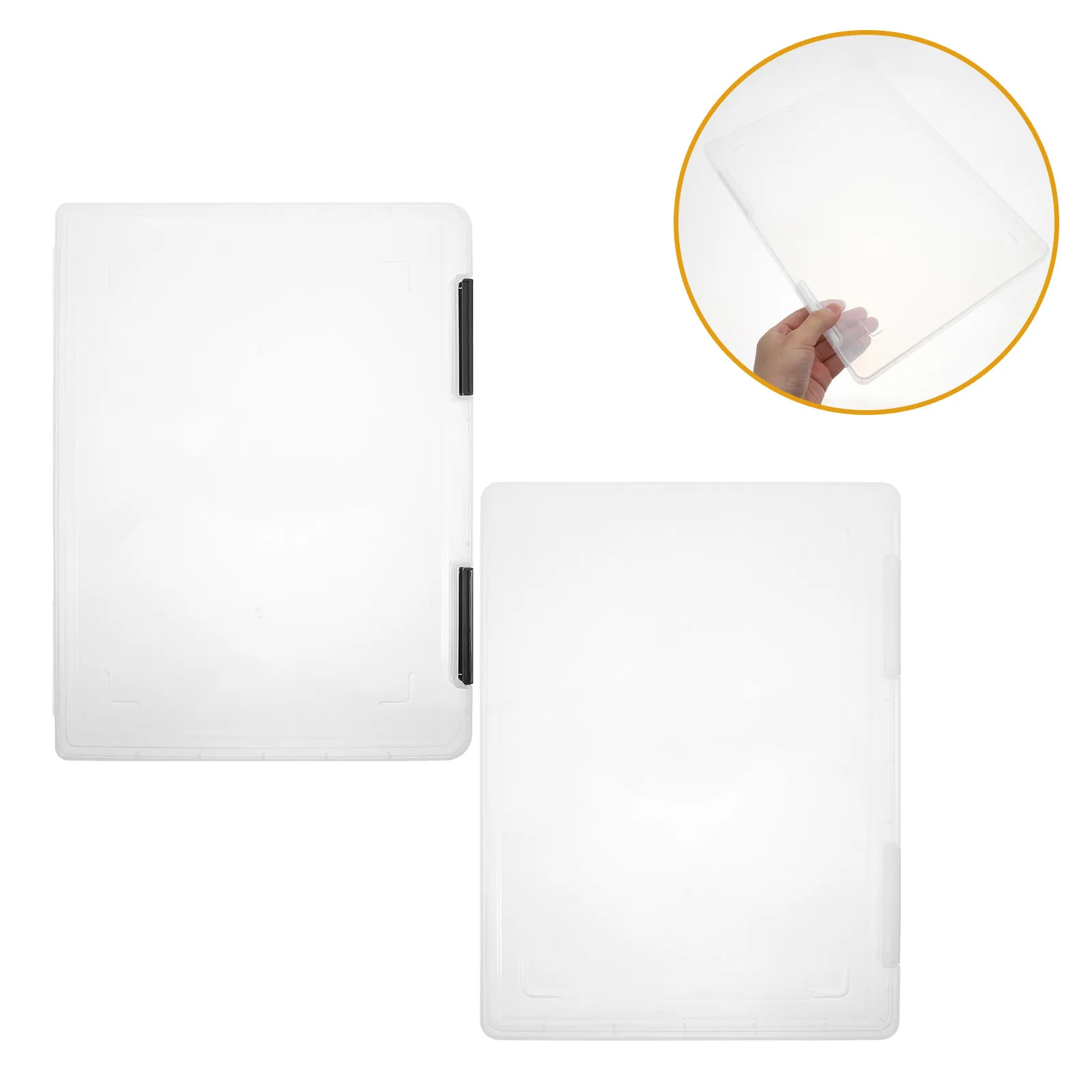 2Pcs Lightweight Transparent A4 File Folder PP Plastic Document Storage Box for Papers Projects Magazines Portable Clear