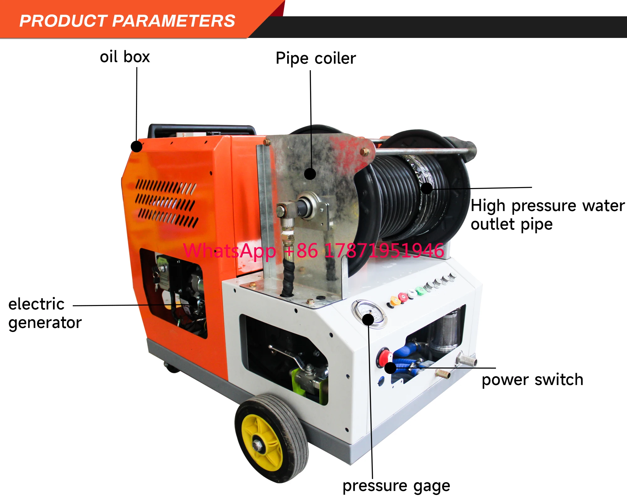 ChawTEC Engine Powered Sewer Jetter Drain Cleaning Machine for 100-600mm Pipe