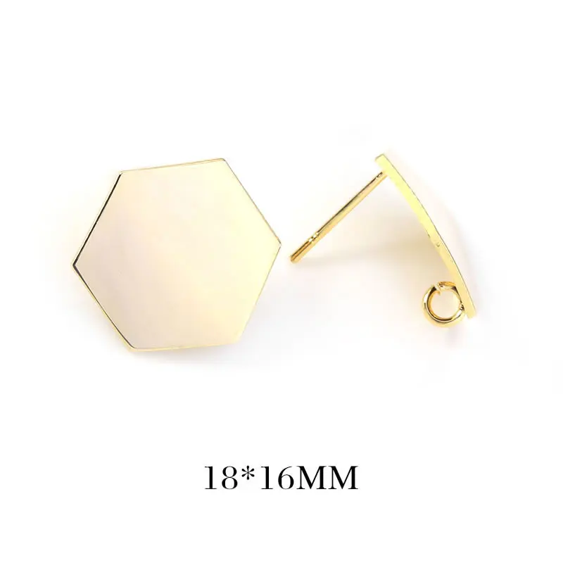 18K Gold Color Rectangle Square Triangle Hexagon Stud Earrings Pins Earrings Jewelry Making Diy Findings Accessories Materials image 5