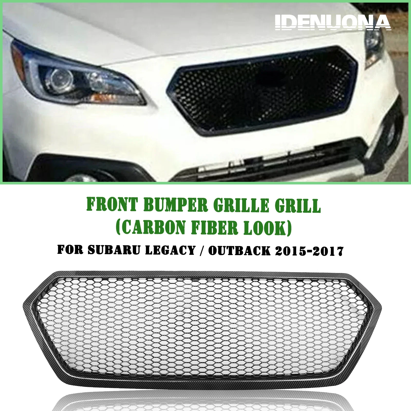 

Pop For Subaru Legacy Outback 2015-2017 Front Grille Racing Grill Carbon Fiber Look/Gloss/Matte Black Upper Bumper Hood Mesh Gri