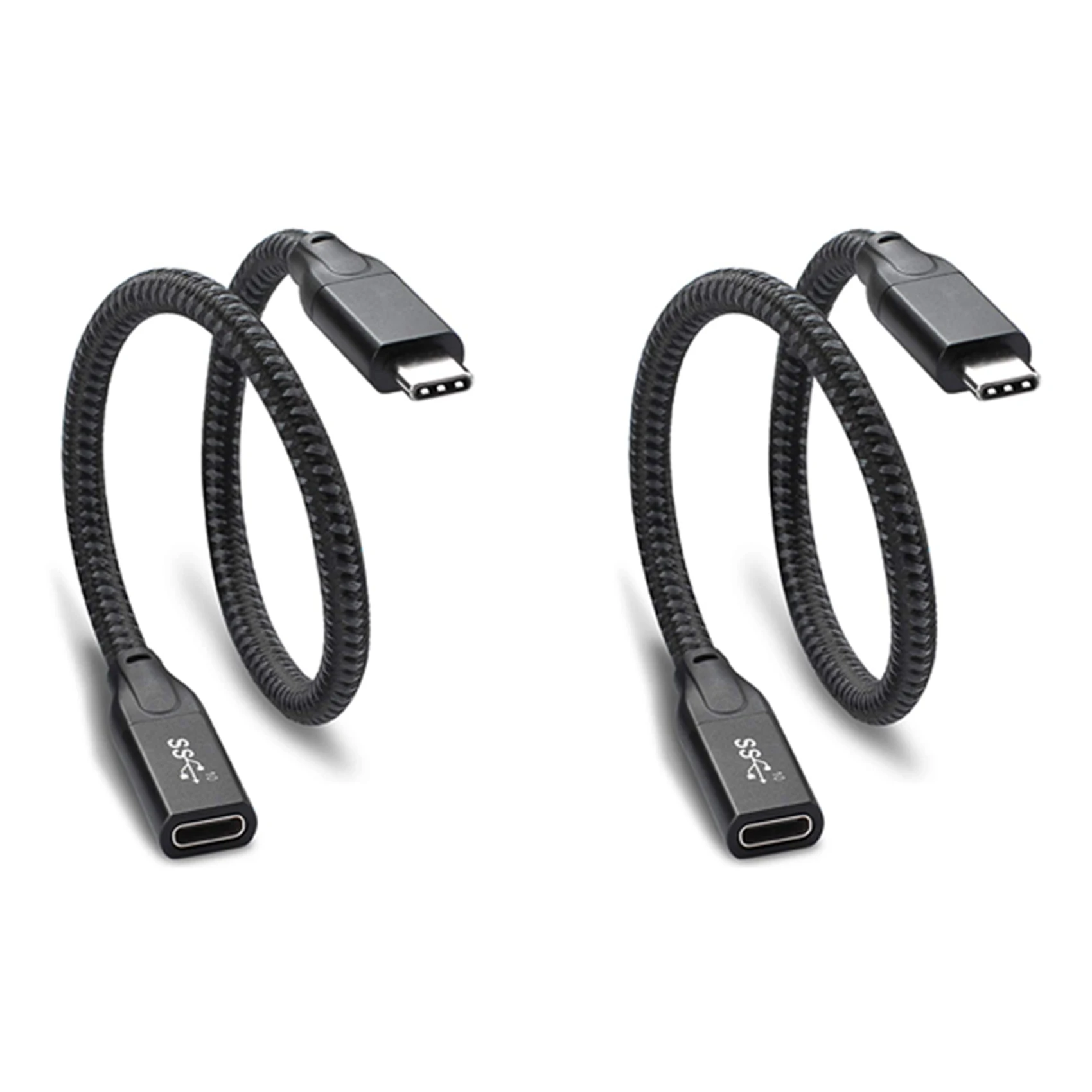 A14M 2X USB C 연장 케이블 1피트, USB 3.1 (10Gbps) 타입 C 남성-여성 연장 고속 충전 케이블 호환