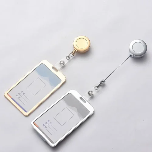 Imagen 1 del producto Funda de aleación de aluminio para tarjetas y mujeres y hombres, tarjeteros de identificación bancaria con nombre de trabajo, funda para insignia de negocios, funda para insignia de tarjeta de crédito, bolsa