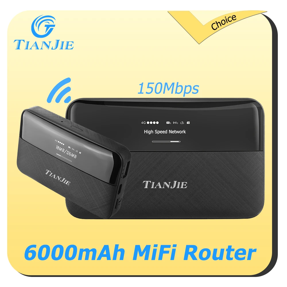 

TIANJIE MF706 4G Mobile WiFi Router 6000mAh Safe Battery OLED Display MiFi Portable Router Global Band Support Business Portable