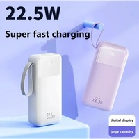 Super Large Capacity 30000mAh with Built-in Cable Power Bank Super Fast Charging 22.5W Bidirectional PD20W for IPhone Xiaomi