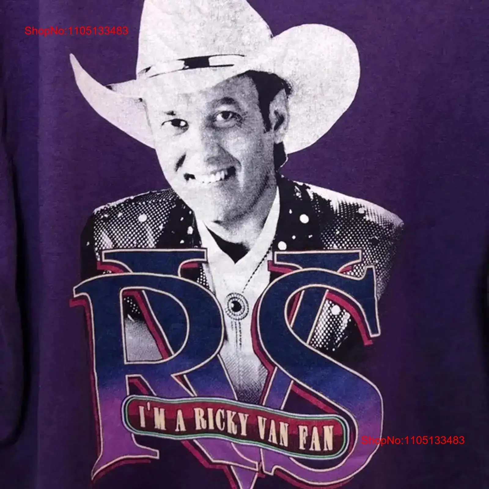 

Винтажная футболка 80-х годов Ricky Van Shelton фиолетового цвета из хлопка всех размеров S 5XL HD60 винтажный стираный топ унисекс для повседневной носки с графикой