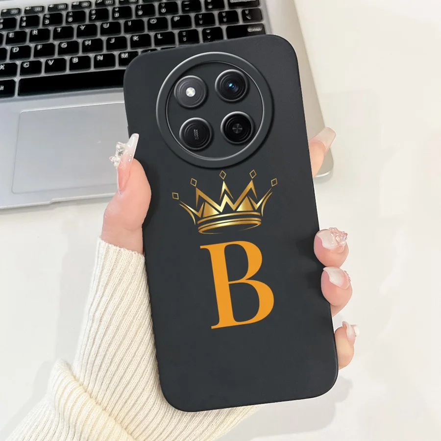 For Honor X9c Case Flower Crown Initial Letter Soft Silicone Back Case For Honor X60 Pro Phone Couqe for HonorX60 Pro Fundas