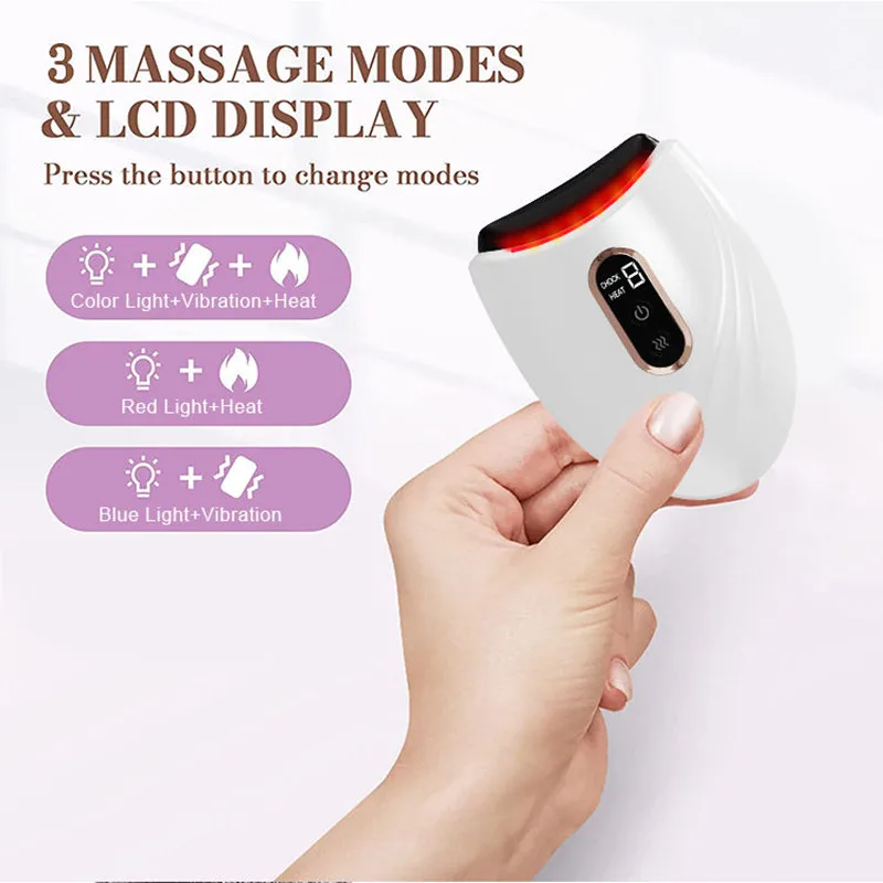 3 In 1 Massager Facial Firming Tool Anti-aging Wrinkles Flatulence Face Lift Heat Electric Vibration Electric Guasha Massager