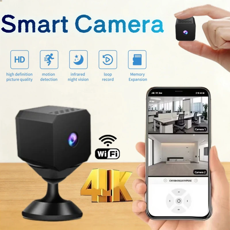 Mini 4K WLAN-Kamera Fernüberwachung Bewegungserkennung Nachtsicht Lange Akkulaufzeit Sicherheitsalarm Innen- und Außenbereich Heimsicherheitskamera