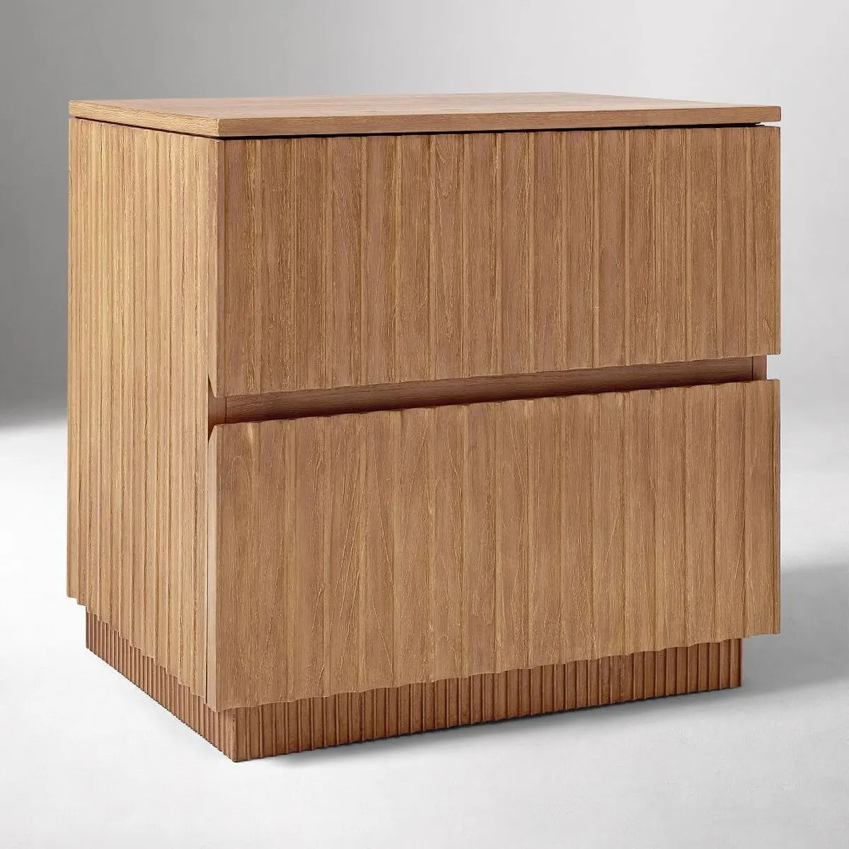Minimalist Slatted Bedside Table Bedside Drawer Bedside Cabinet Nightstand Fluted Two Drawer Storage Side Cabinet