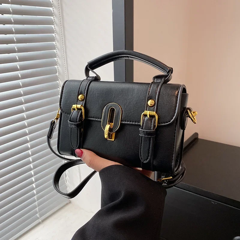 

2025 New Women's Designer Handheld Briefcase - Trendy Retro Small Square Bag, Versatile Shoulder/Crossbody Portable Women Bag
