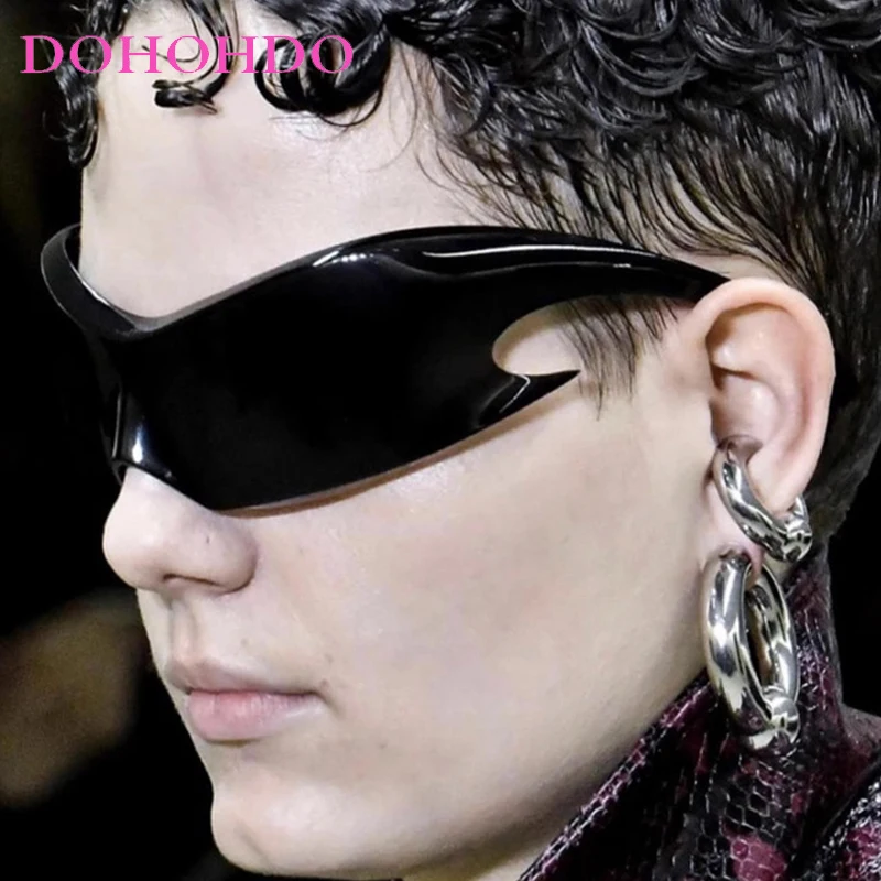 

DOHOHDO Sunglasses Men Vintage Luxury One Piece Special-Shaped Arc Punk Sun Glasses Women Hip Hop Shades Fashion Sport Mirror