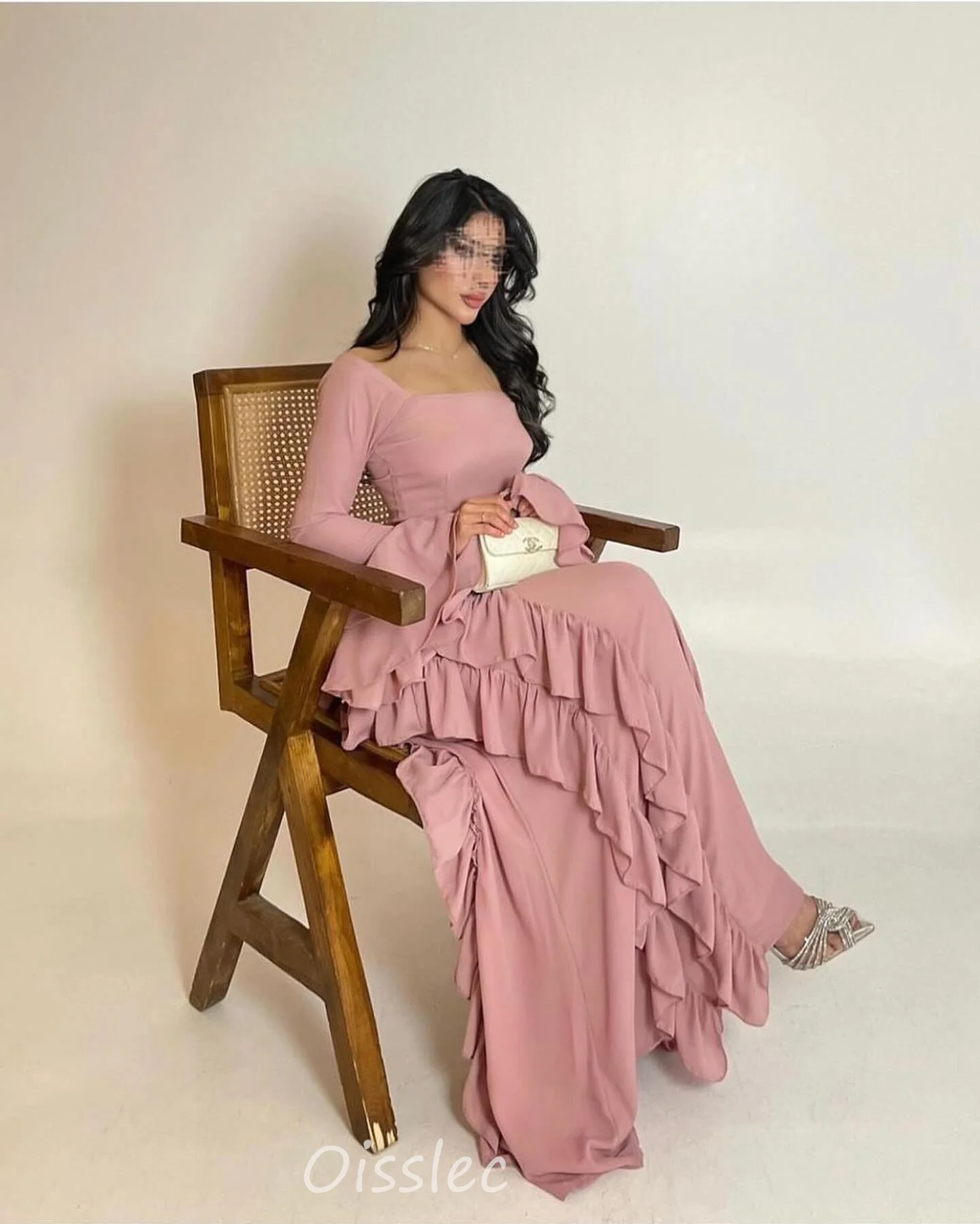 

Oisslec Dubai Women Wear Formal Occasion Dress Ruffled Floor Length Evening Dresses Long Wraps Saudi Arabia Special Prom Gown