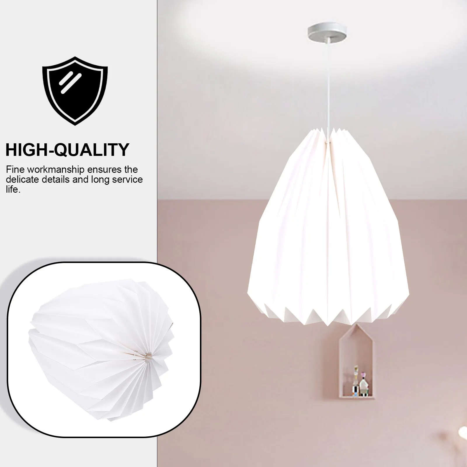 

Pleated Paper Lampshade Pendant Light Cover Indoor Lighting Fixture Tasteful Home Decor Long Service Life No Assembling Needed