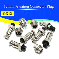 1set GX12 2/3/4/5/6/7 Pin Male + Female 12mm  Circular Aviation Socket Plug Wire Panel Connector with Plastic Cap Lid