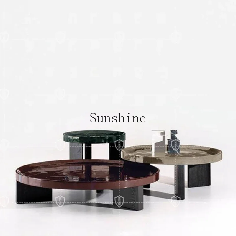 طاولة قهوة حديثة وبسيطة لغرفة المعيشة بحجم دائري