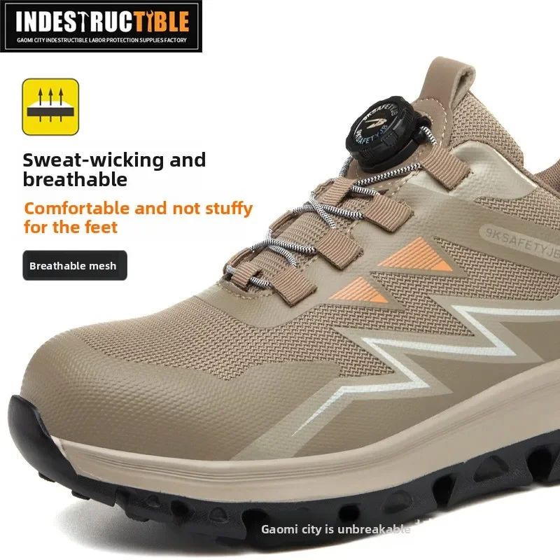 Summer Breathable Steel Toe Safety Shoes Men Anti Smash Anti Puncture Wear Resistant Non Slip Durable Construction Work Boots