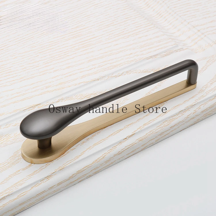 Zinc alloy modern simple cabinet wardrobe handle black copper two-color light luxury cabinet door handle