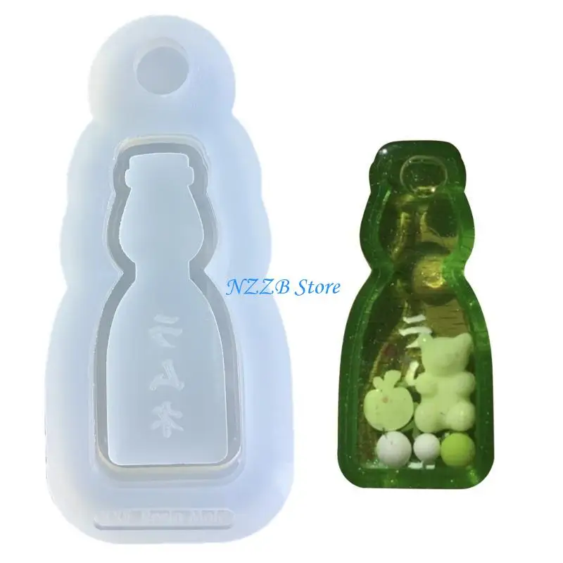 

T21F Bottle Ornament Silicone Mold Keyring Pendant Handmade Decoration Mold for Valentine's Day Birthday Gift