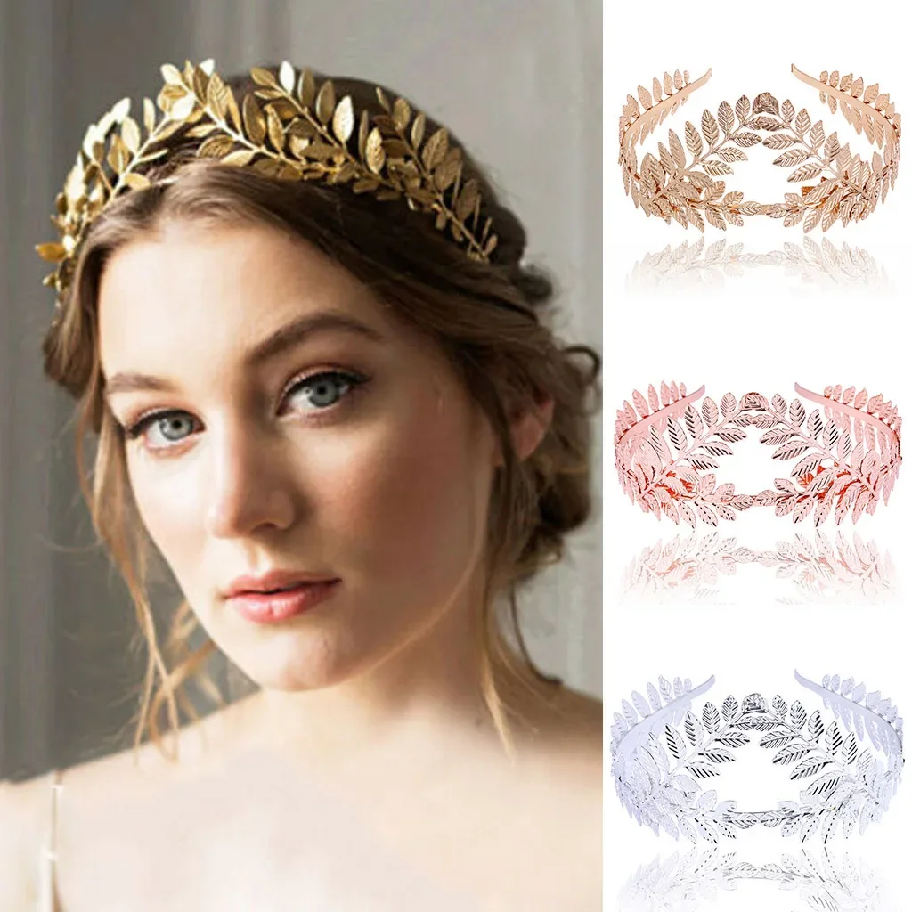 Fashion Greek Goddess Headband Gold Leaves Hair Flower Band Crown Gold Head Women Piece Bridal Leaf Headband Hair Accessories