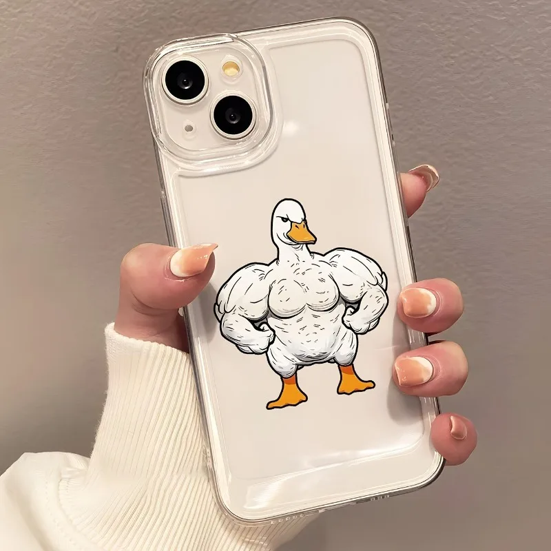

Mighty Muscle Duck Phone Case Suitable for iPhone 16 15 14 13 12 11 Pro/Max/Plus Transparent Anti Drop Back Cover