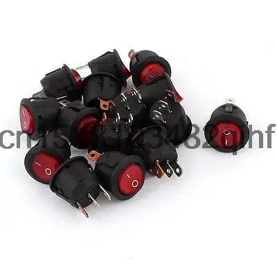 15 Pcs AC 250V 6A AC 125V 10A 3 Pin Round ON/OFF SPST Boat Rocker Switch