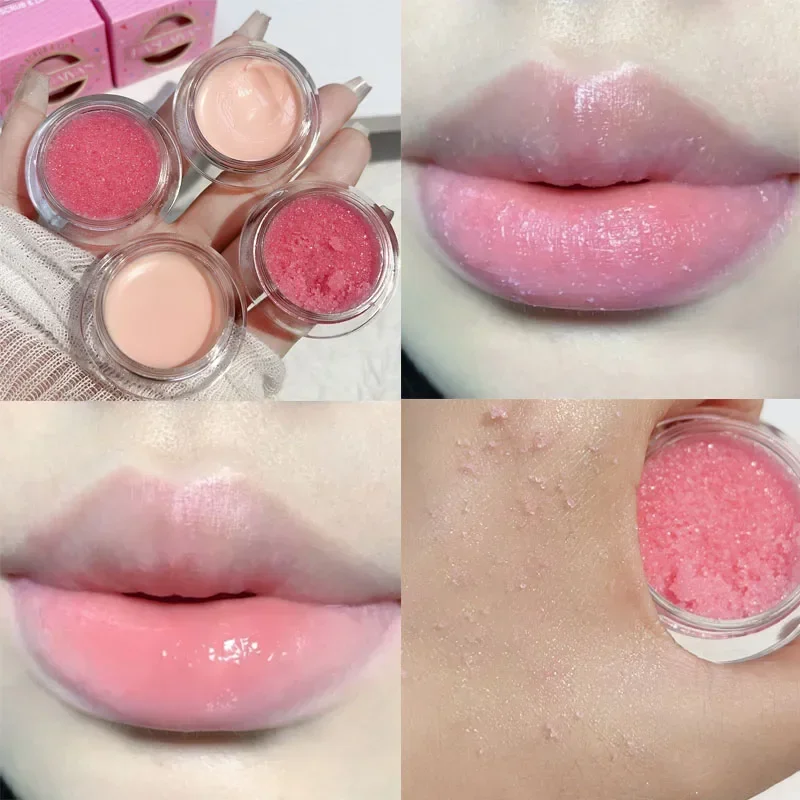 Lightening Exfoliating Lip Scrub Cream 2 in 1 Fade Lip Lines Anti Dryness Removing Dead Skin Moisturizing Lips Mask Makeup Care