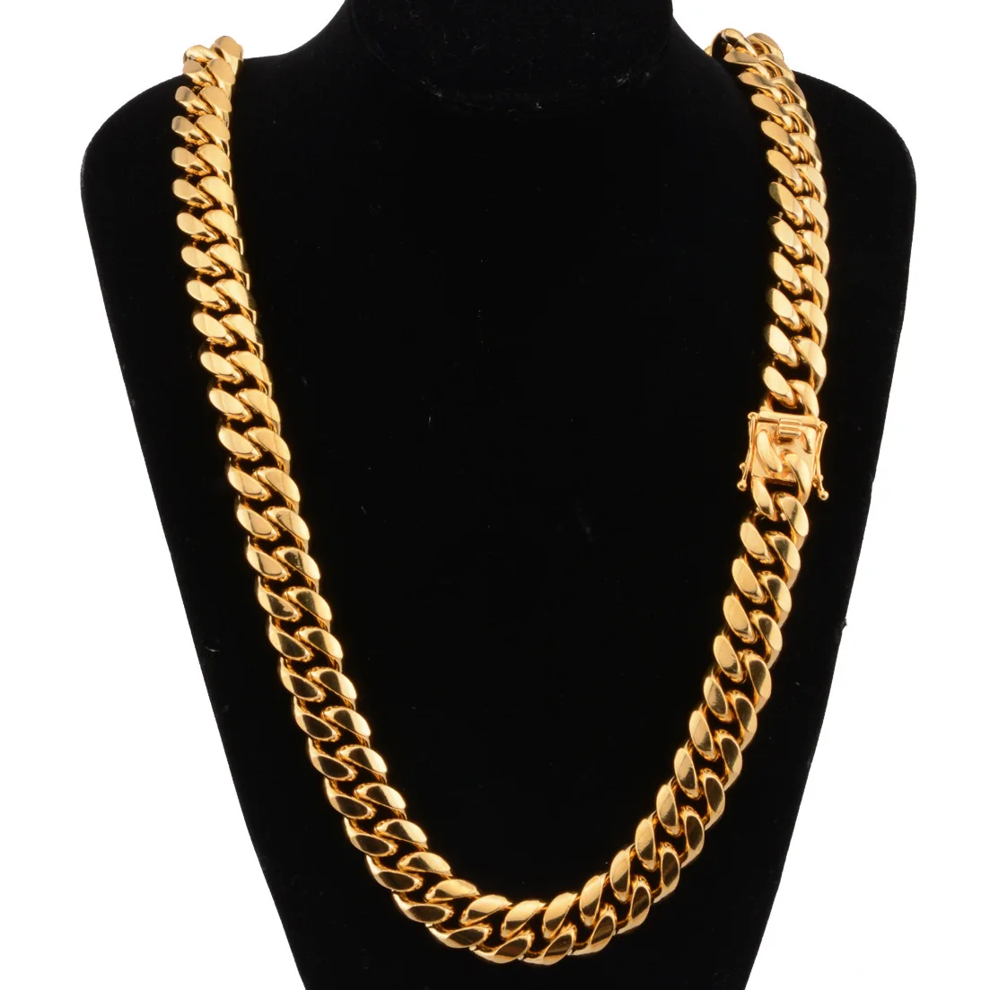 6-18Mm Stainless Steel Cuban Chain Gold Plated Waterproof Hip Hop Necklace Cuban Chain Necklace Men'S